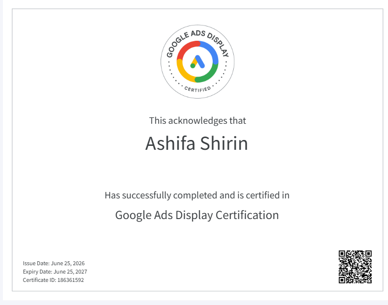 Google ads display certificate