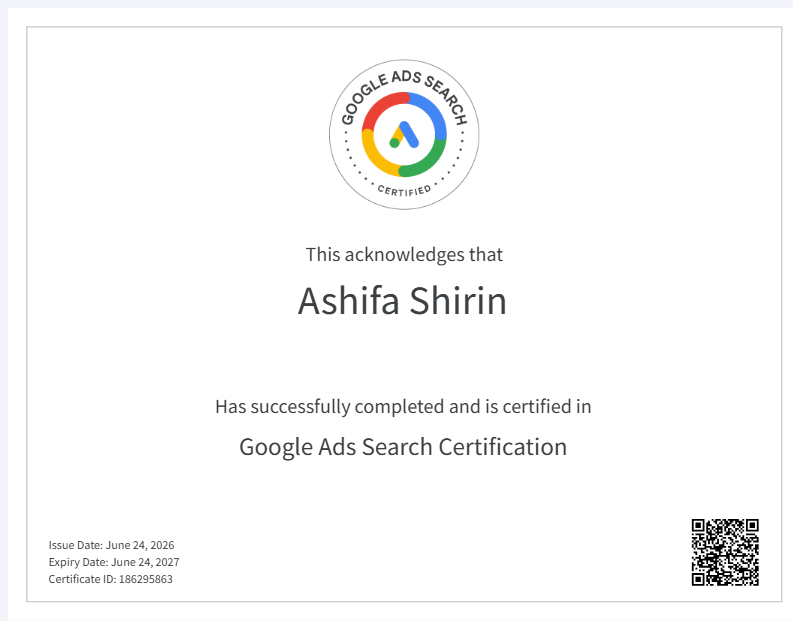 Google ads search certificate