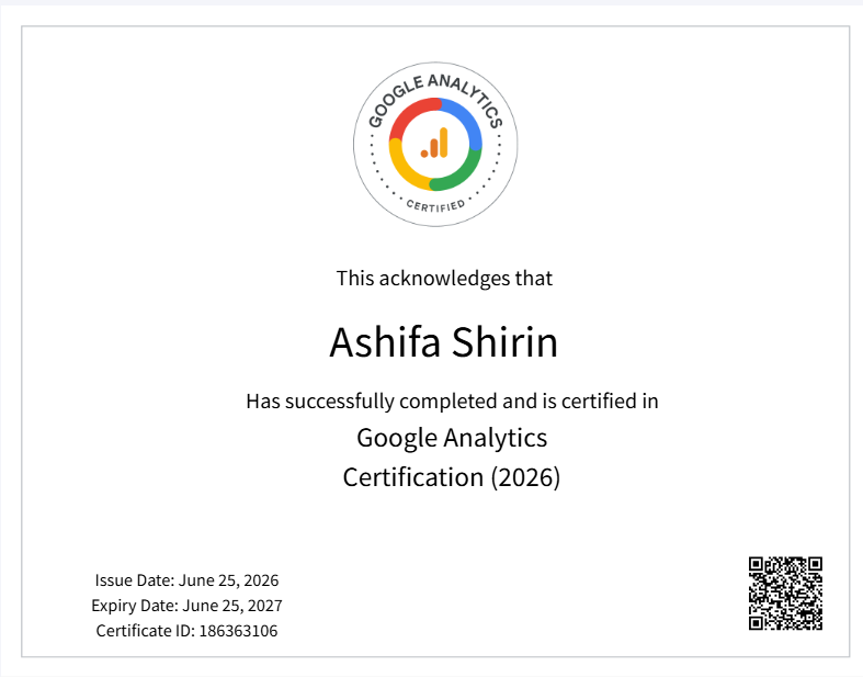 Google analytics certificate